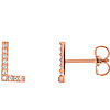 14k Rose Gold Diamond Initial L Earring