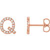 14k Rose Gold Diamond Initial Q Earring