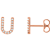 14k Rose Gold Diamond Initial U Earring