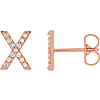 14k Rose Gold Diamond Initial X Earring