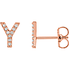 14k Rose Gold Diamond Initial Y Earring