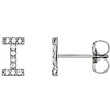 14k White Gold Diamond Initial I Earring