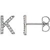 14k White Gold Diamond Initial K Earring