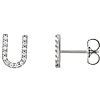 14k White Gold Diamond Initial U Earring