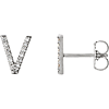 14k White Gold Diamond Initial V Earring
