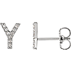 14k White Gold Diamond Initial Y Earring
