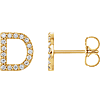 14k Yellow Gold Diamond Initial D Earring