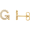14k Yellow Gold Diamond Initial G Earring