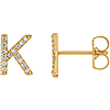 14k Yellow Gold Diamond Initial K Earring