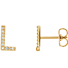 14k Yellow Gold Diamond Initial L Earring