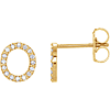 14k Yellow Gold Diamond Initial O Earring