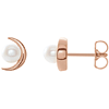 14k Rose Gold Freshwater Cultured Pearl Crescent Moon Earrings