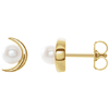 14kt Yellow Gold Freshwater Cultured Pearl Crescent Moon Earrings