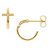 14k Yellow Gold Small Cross Hoop Earrings