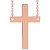 14k Rose Gold 7/8in Smooth Latin Cross on 18in Chain