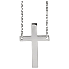 14k White Gold 7/8in Smooth Latin Cross on 18in Chain