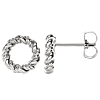 14k White Gold Small Circle Rope Earrings