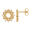 14k Yellow Gold 1/3 ct Diamond Starburst Earrings