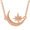 14k Rose Gold Crescent Moon and Star Necklace