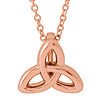 14k Rose Gold Celtic Trinity Knot Necklace 18in