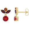 14k Yellow Gold Fire Opal Garnet and Citrine Earrings