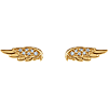 14k Yellow Gold .03 ct Diamond Angel Wing Earrings