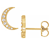 14k Yellow Gold 1/10 ct tw Diamond Crescent Moon Stud Earrings