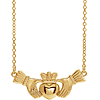 14k Yellow Gold Polished Claddagh Necklace 18in