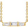 14k Yellow Gold 1/8 ct Diamond Baguette Bar  Necklace 18in