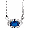 14k White Gold Marquise-cut Blue Sapphire & Halo Diamond Necklace
