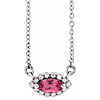 14k White Gold Marquise-cut Pink Tourmaline & Diamond Halo Necklace