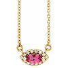 14k Yellow Gold Marquise-cut Pink Tourmaline & Diamond Halo Necklace