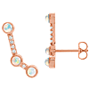 14K Rose Gold Ethiopian Opal Ear Climbers with 1/10 ct tw Diamonds