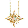 14k Yellow Gold Ethiopian Opal & .08 ct tw Diamond Celestial Necklace