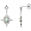 14k White Gold Opal and 1/6 ct tw Diamond Celestial Earrings
