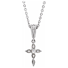 14k White Gold .03 ct tw Diamond Vintage-Inspired Cross Necklace