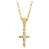 14k Yellow Gold .03 ct tw Diamond Vintage-Inspired Cross Necklace