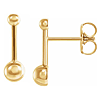 14k Yellow Gold Bar and Ball Post Earrings