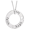14k White Gold Faith Hope Love Pierced Loop Necklace