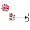 14k White Gold 5mm Pink Tourmaline & Diamond Crown Earrings