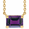 14k Yellow Gold 1/4 ct Emerald-cut Amethyst Solitaire Necklace