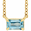 14k Yellow Gold 1/4 ct Emerald-cut Aquamarine Solitaire Necklace