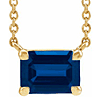 14k Yellow Gold .37 ct Emerald-cut Created Blue Sapphire Necklace