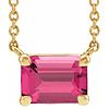 14k Yellow Gold .35 ct Emerald-cut Pink Tourmaline Solitaire Necklace