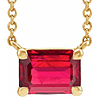 14k Yellow Gold .37 ct Emerald-cut Created Ruby Necklace