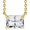 14k Yellow Gold .38 ct Emerald-cut White Sapphire Solitaire Necklace