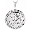 Sterling Silver Om Symbol Medal Necklace