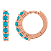 14k Rose Gold Turquoise Hinged Hoop Earrings