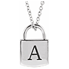 Sterling Silver Engravable Lock Necklace