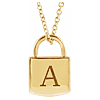 14k Yellow Gold Engravable Lock Necklace